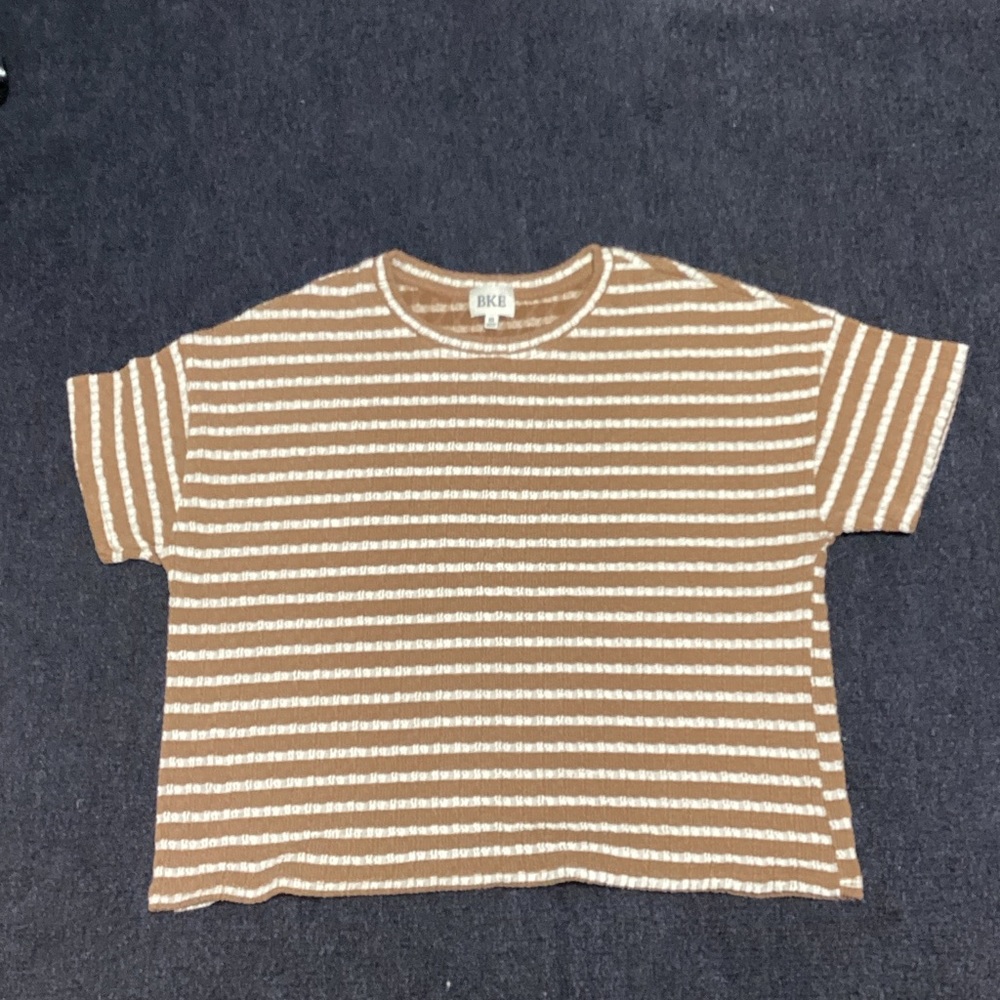 Buckle woman Striped Brown and White Tee